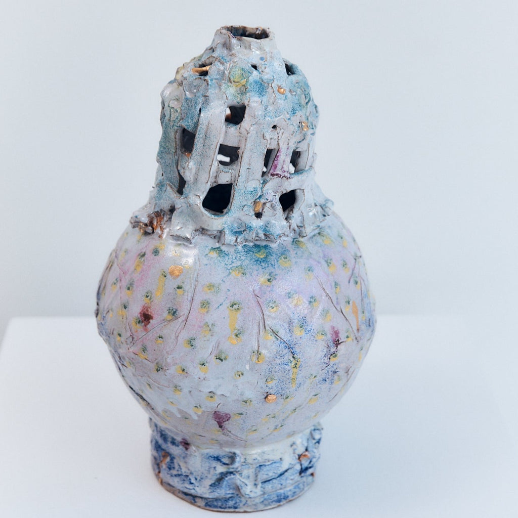 Basket Top Porcelain Vase | Braer studio ceramic pottery