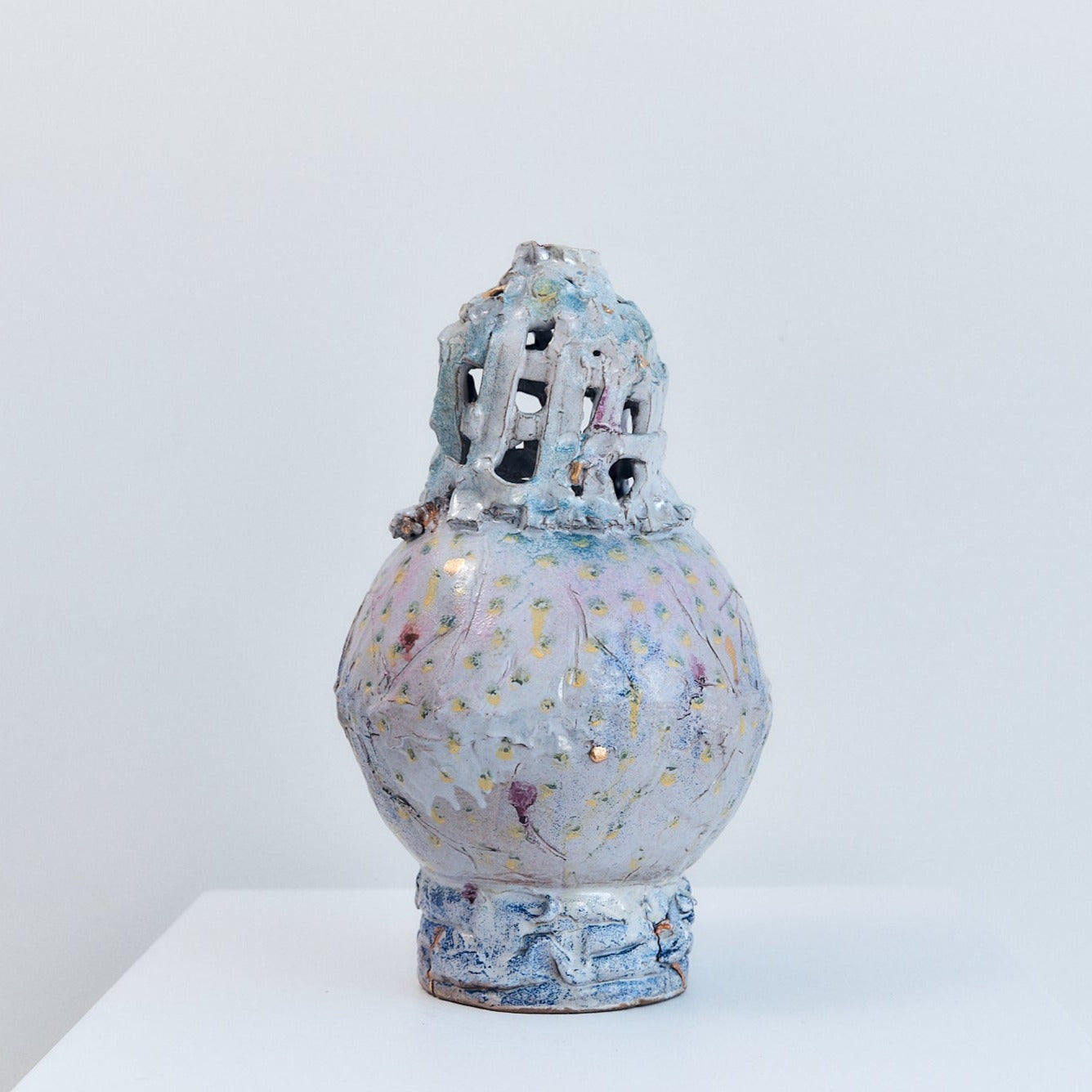  Basket Top Porcelain Vase | Braer studio ceramic pottery 