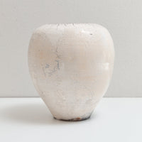 Very large white Raku Moon Vase | Braer Studio