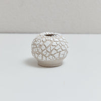 Tiny crackle round white vase | Braer Studio